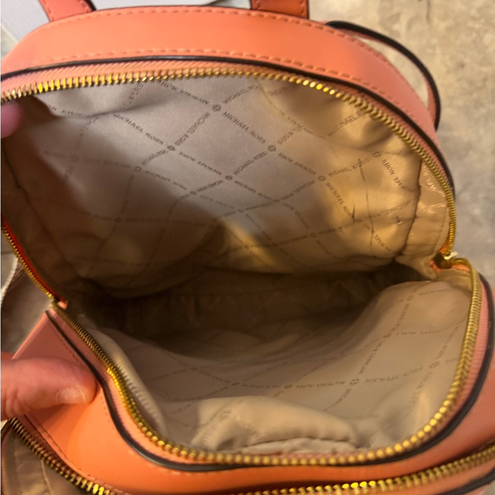 Michael Kors Coral-Peach Pebbled Leather Mini Backpack - Picture 5 of 5